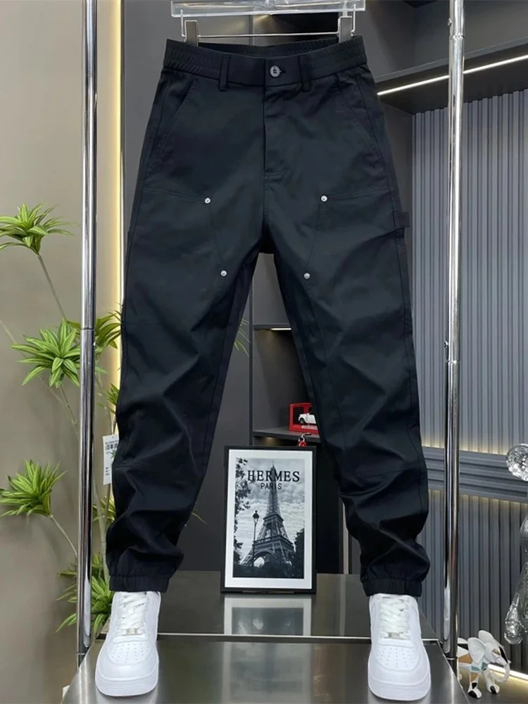 

Мужские повседневные брюки премиум-класса для осени и зимы, свободные прямые брюки для работы, модные, из полиэфирного волокна, со средней посадкой