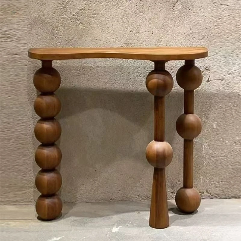 French retro entrance cabinet, solid wood medieval entrance table, bedroom aisle corridor