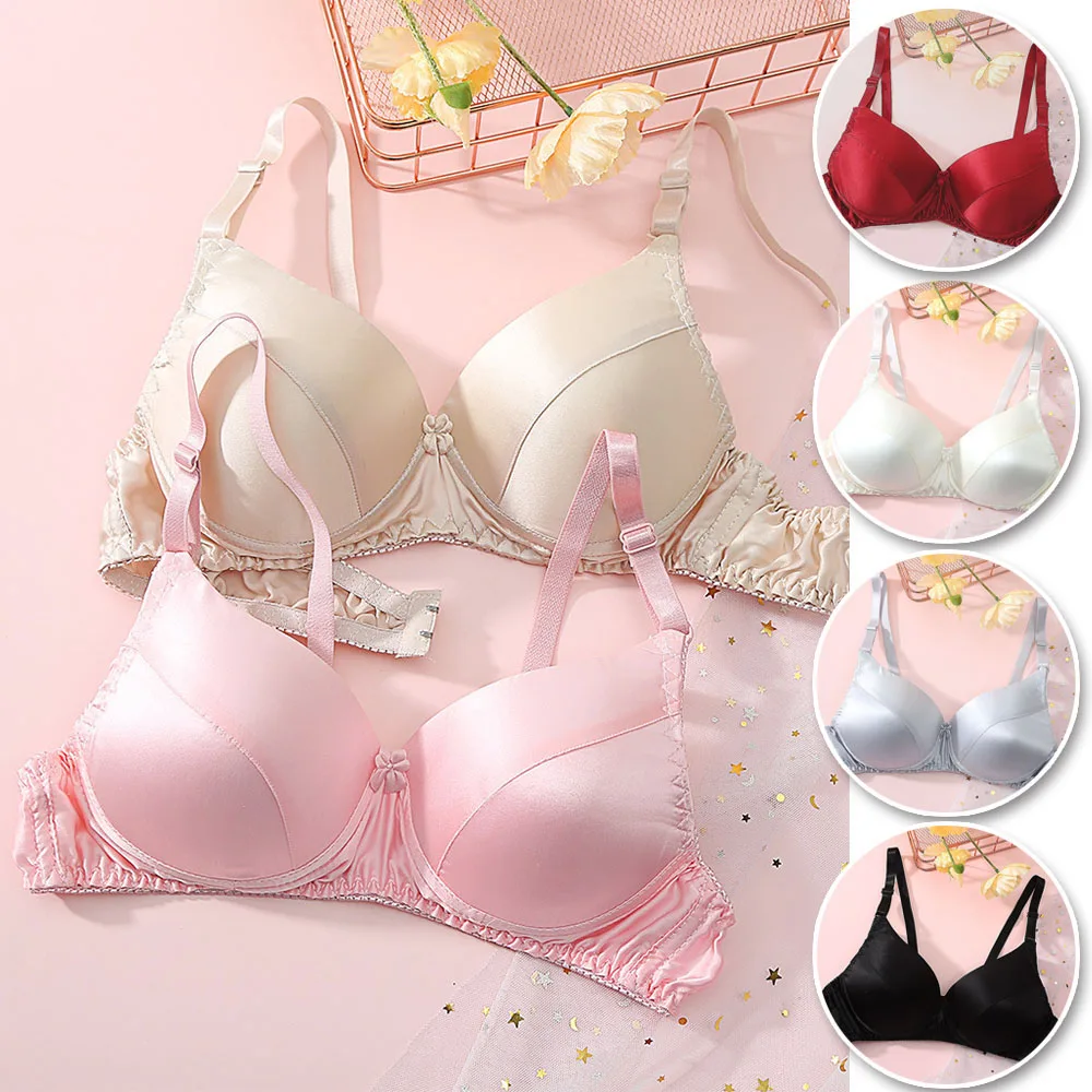 Multi-Color Silk Satin Bra Lingerie Luxury Mulberry Silk Wireless Bras Soft Bra Without Steel Ring Comfortable Women's Underwear