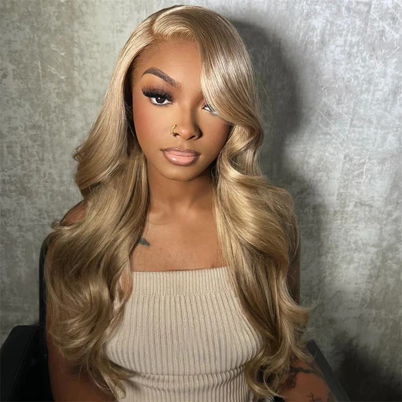 Rose Blonde Body Wave 13X6 Lace Frontale Pruik 100% Echt Menselijk Haar Melk Bruin Hd Transparant 13X4 Lace Front Pruik Voor Vrouwen