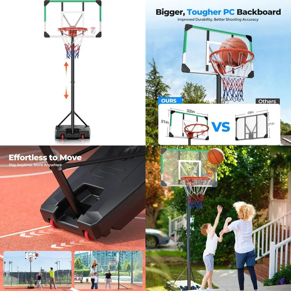 

Adjustable Height Basketball Hoop with Portable Backboard, Filled Base, and Wheels for Poolside Basketball Fun