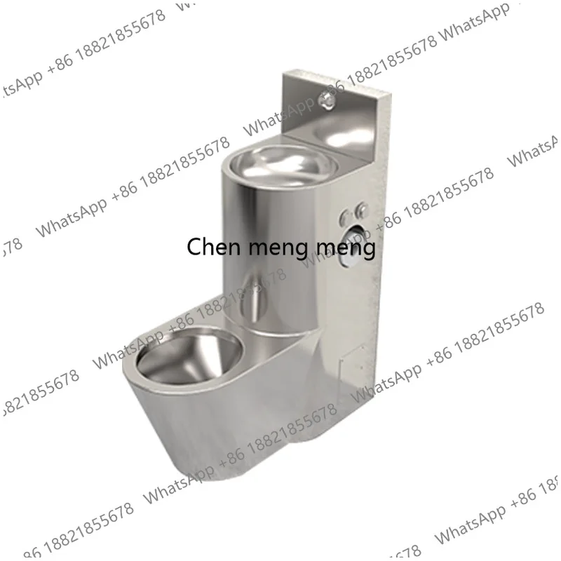 One-piece toilet basin, floor-to-ceiling thickened prison-resistant 304 stainless steel toilet