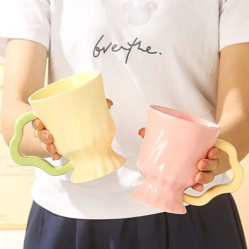 Contrast Color Ceramic Stemware Mug Beer Cup Funny Coffee Mug Unusual Mugs Coffee Cups Drinkware Personalized Gift Cup for Tea