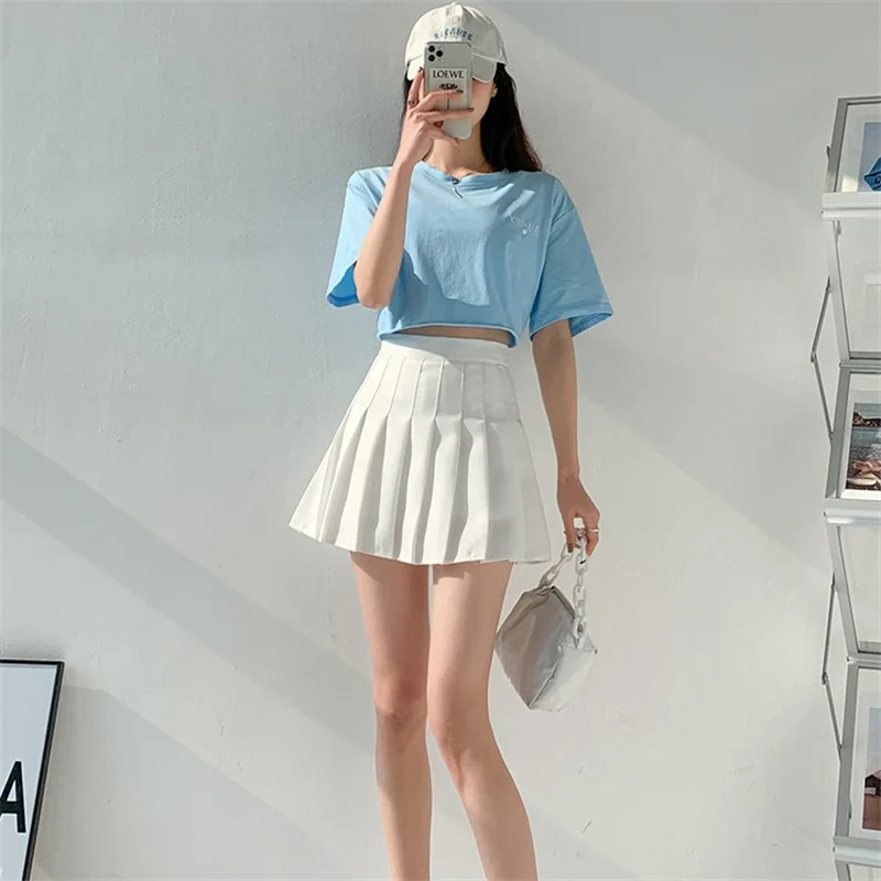 Sexy Women Pleated Skirt High Waist Mini Skirts Dance Tennis Solid Korean Preppy Style A-line Skirts Kawaii Student Girl Clothes