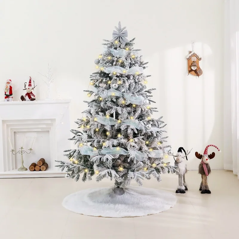 White Falling Snow Plush Tree Package Christmas Shopping Mall Decoration Ornament Large Scale Home Lighting Simulation Encrypted