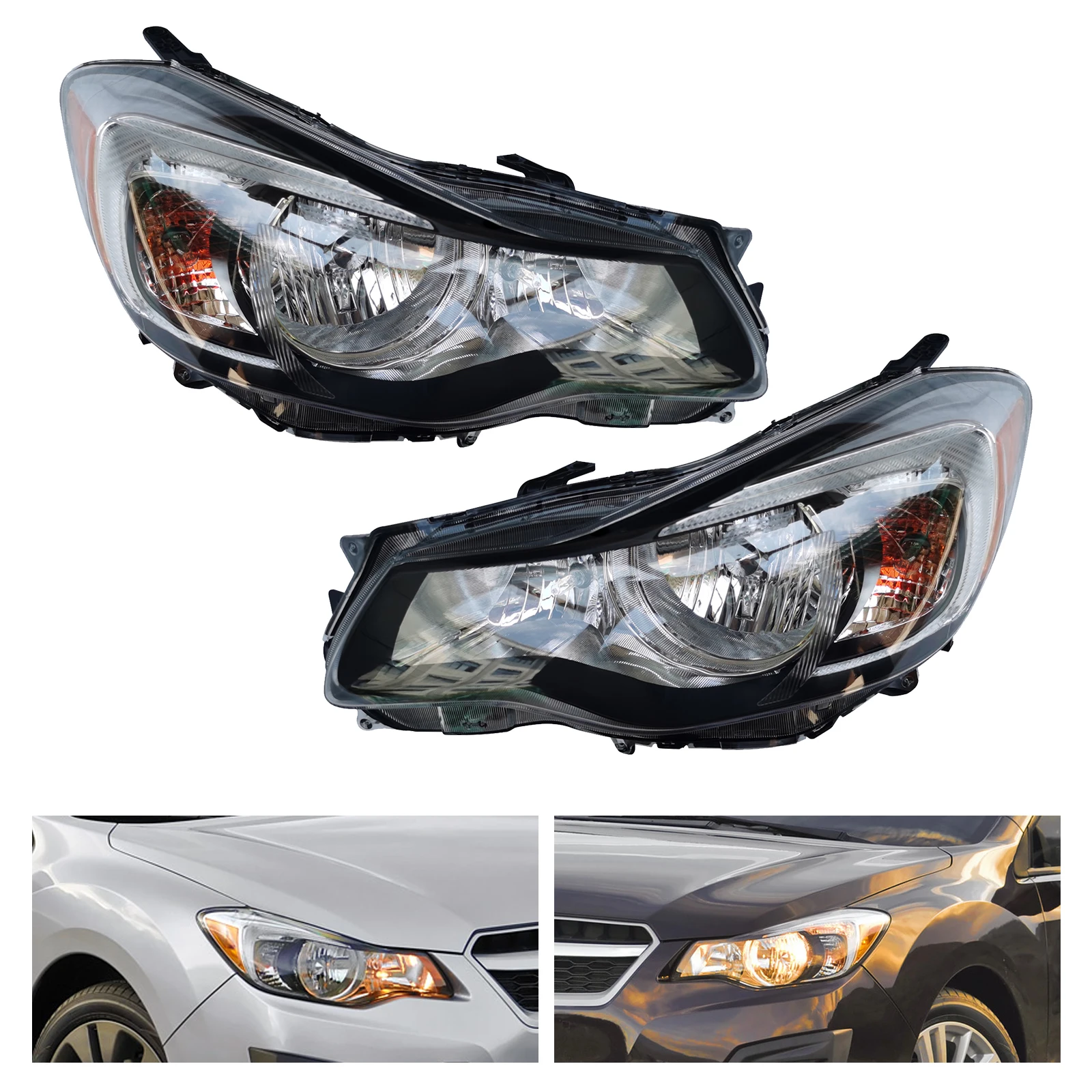 Front Headlight Headlamp Assembly For 2015-2016 Subaru Impreza 2.0L Driver Side/ Passenger Side/ Pair LH/ RH/ Pair