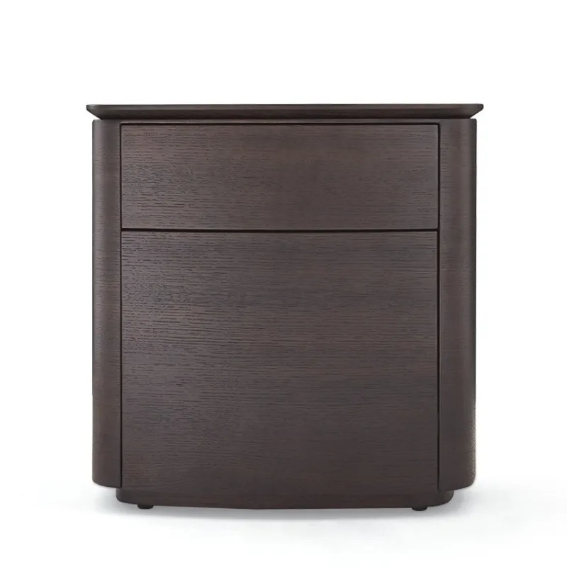 

Minimalist bedside table Modern minimalist bedroom Light luxury High-end smoked solid wood Double-layer storage