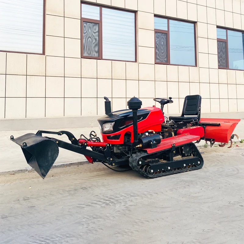 Customized Agricultural Plowing Machine with Ride-On Design, Small Crawler Rotary Tiller Compatible with Excavator Bucket
