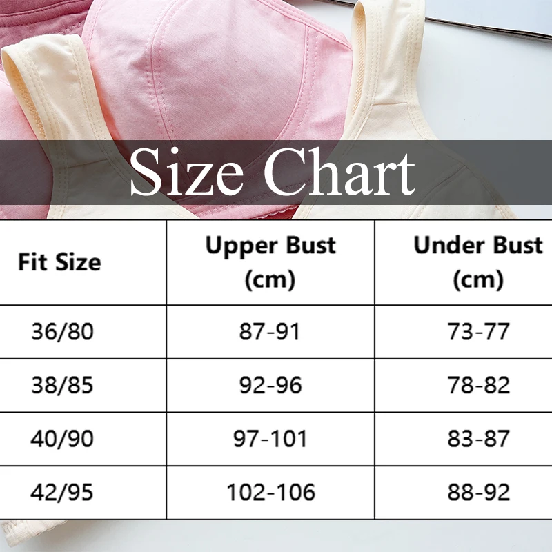 FINETOO 1Pcs Mother Front Open Bra Pure Cotton Bra Plus Size Gather Underwear Women\'s Thin Bra Without Steel Ring Vest Style Bra