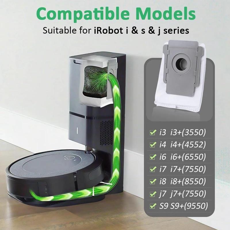 أكياس التخلص من الأوساخ ل Irobot Roomba E ، I ، J Models ، I1 + ، I3 + ، I4 + I5 + I7 + I8 + J5 + J7 + j9 + كومبو ، j7 + j9 +