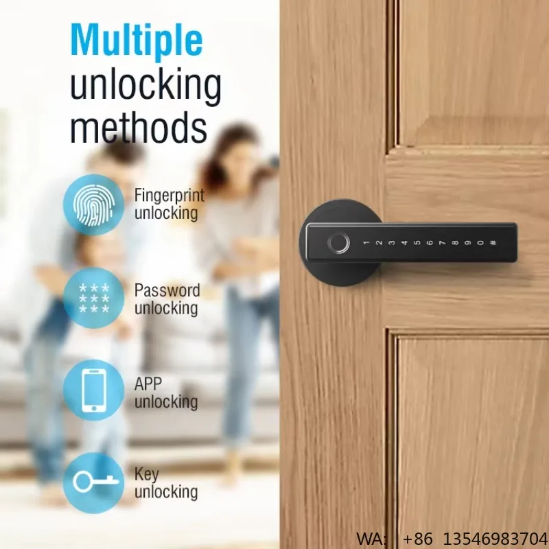 Te'an Electronic Lock Waterproof Digital Door Handle Lever Lock Aluminumwith Door Fingerprint Code for Home Smart Lock App