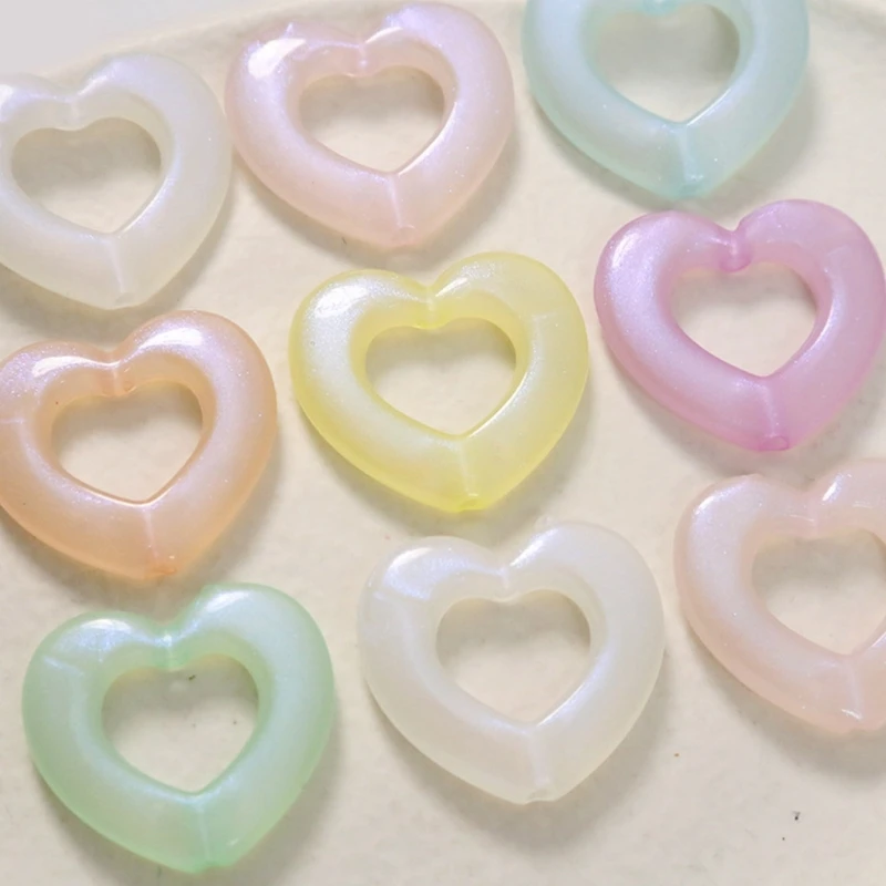 Y1UB Hollow Heart Pendants DIY Bracelet Bangle Necklaces Finding Resin Material