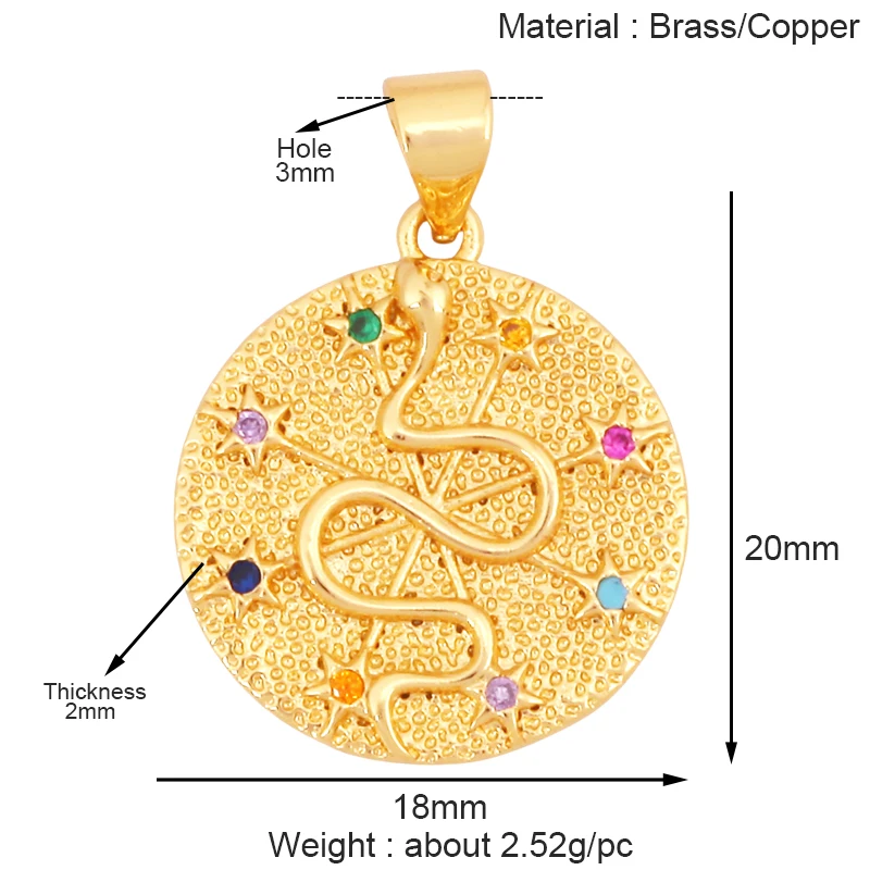 Tier Katze Bär Löwe Leopard Schlange Fuchs Schaf Charm Anhänger, echte 18K vergoldet Halskette Armband Schmuck Komponenten Versorgung S36 – Detail 6