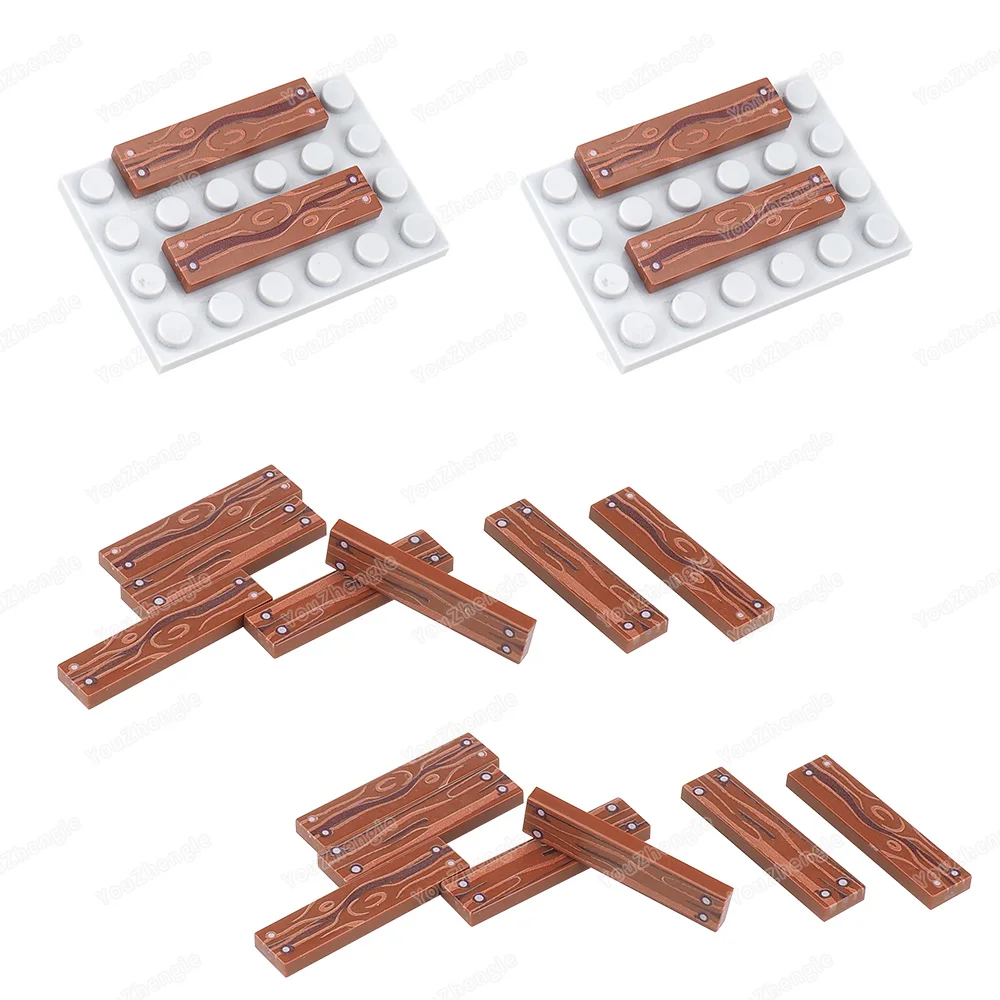 2431 Woodgrain Nail Pattern Printed Building Block Basics Parts 1x4 Tiles MOC Figures Farm House Scene Model Equipment Gift Toys