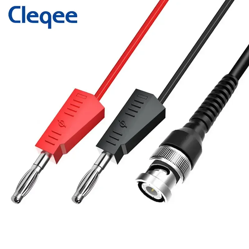 Cleqee P1009 BNC męski na podwójny wtyk bananowy 4 mm z możliwością układania w stosy Przewody pomiarowe Kabel sondy 120 cm