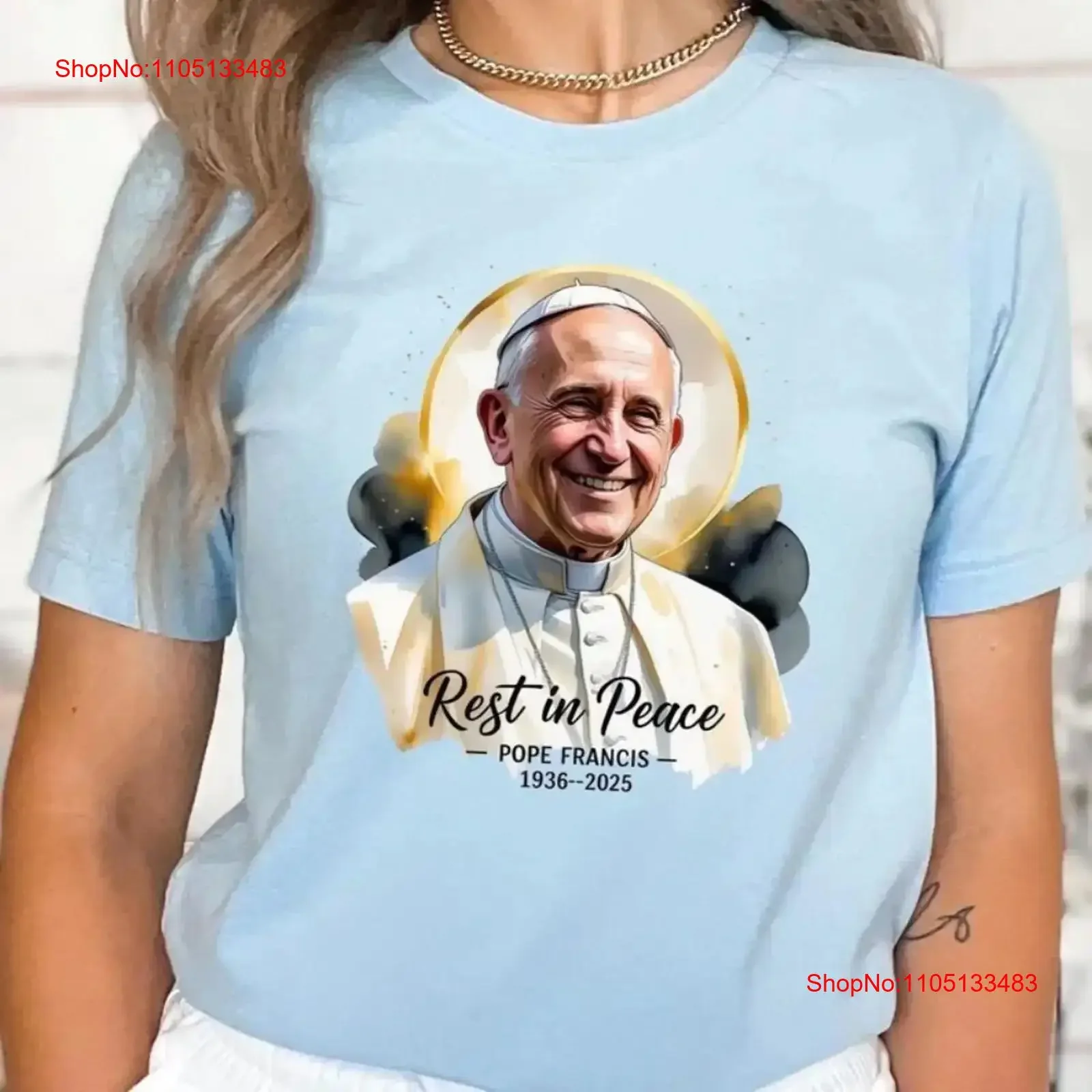 

Футболка RIP Папа Фрэнсиса Мемориал Дань Католическая Церковь Сувенир Ватикан винтаж Стираная слегка графика