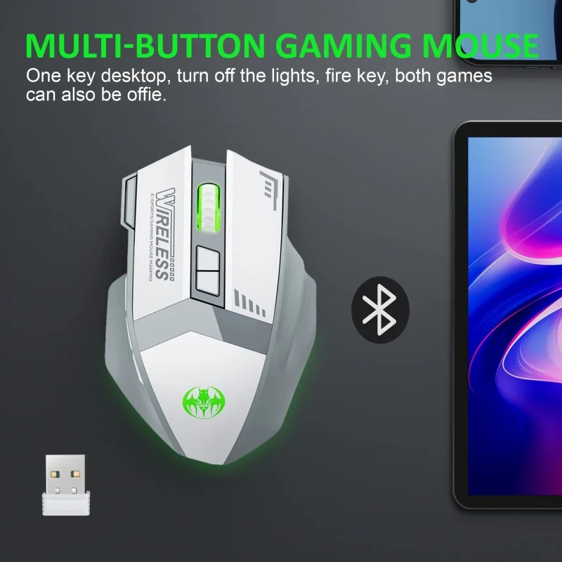 Dual Mode Mechanische Maus 5,1 + 2,4G Drahtlose Bluetooth Maus Tragbare Wiederaufladbare Maus 4800DPI Ergonomische Computer Gaming Maus – Detail 9