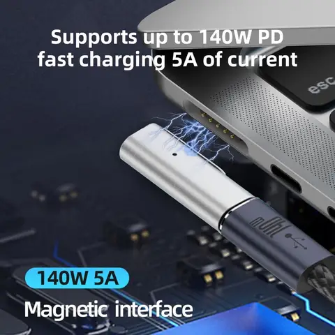 USB C to Magnetic 3 140W Charging Adapter Compatible with MacBook Pro 2023 (M2, 14/16 inch), Air 2022 (M2), Pro 2021 (M1, 14/16)