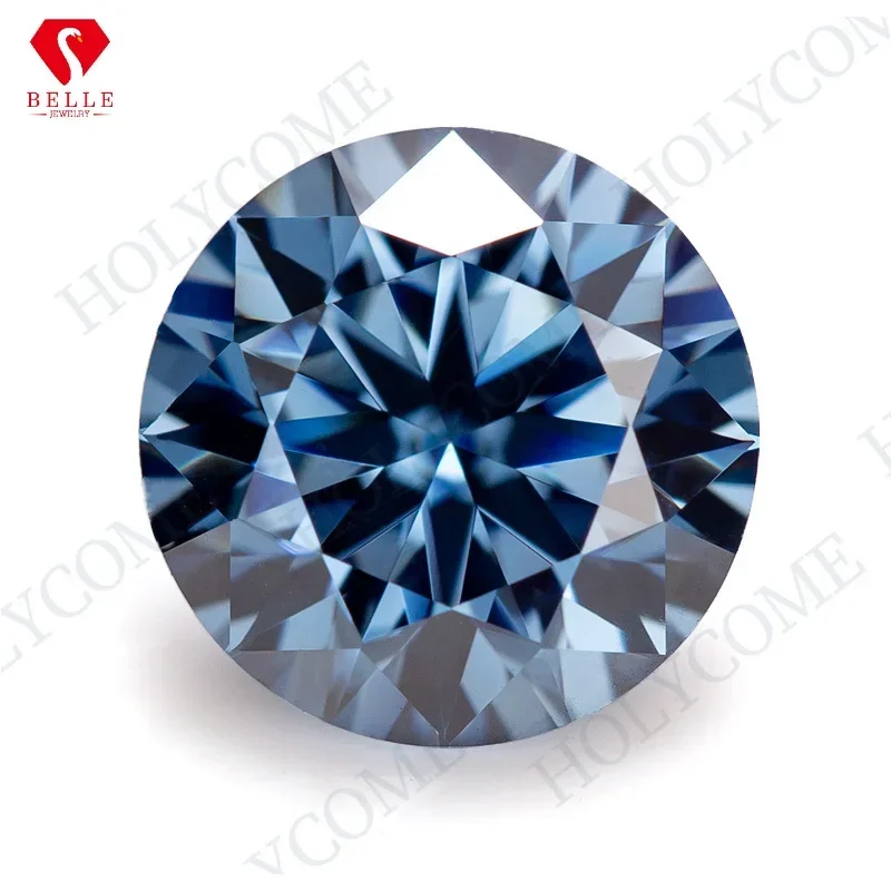 

Moissanite Stone Hot Sale Round Cut Moissanite Vivid Blue VVS Best Quality Jewelry Loose Gemstone Supplier Factory Wholesale Cus