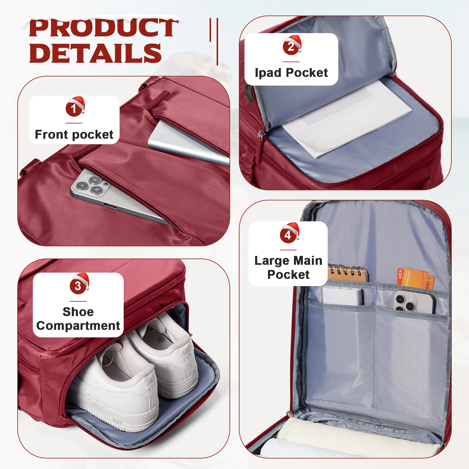 حقيبة ظهر Ryanair للسفر على شكل طائرة المقصورة 40x20x30 للنساء والرجال، حقيبة كمبيوتر محمول، حقيبة ظهر تنفيذية، حقيبة ظهر للأمتعة، حقيبة كتب #4