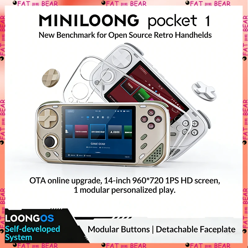 

MINILOONG Pocket 1 Handheld Console 960*720 Retro Nostalgic Portable Arcade Game Controller 4000mAh HDMI WIFI GamePad Impact