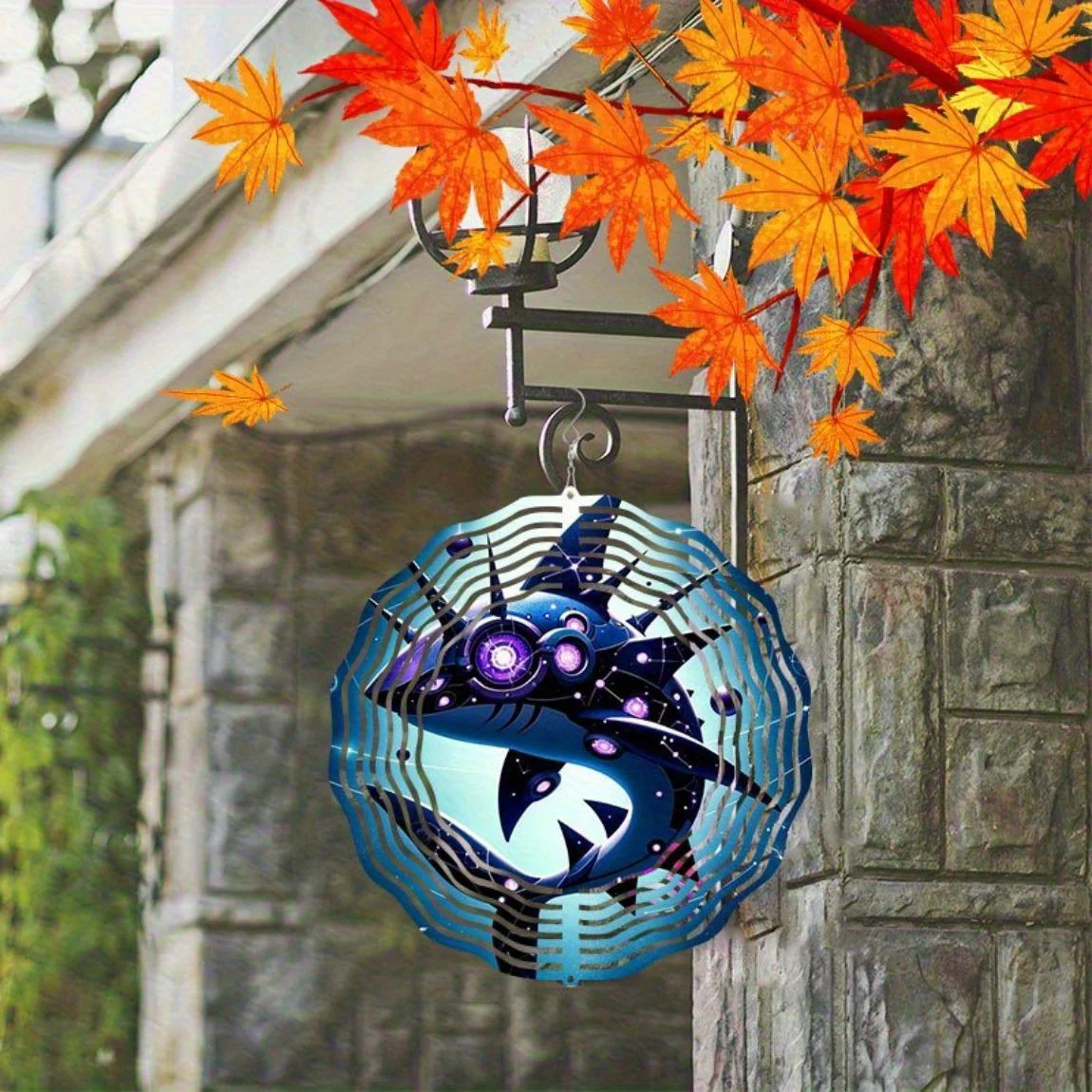 CIFBUY Metal Wind Chime Weatherproof Outdoor Garden Patio Decor Art Gift Galaxy Shark Hanging Spinner Wind Art