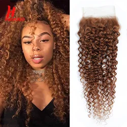 #30 Brown Straight Hair Closures 4x4 Lace Closure 10''-20'' 100% Human Hair With Baby Hair Remy Hair Closure HairUGo Brazilian