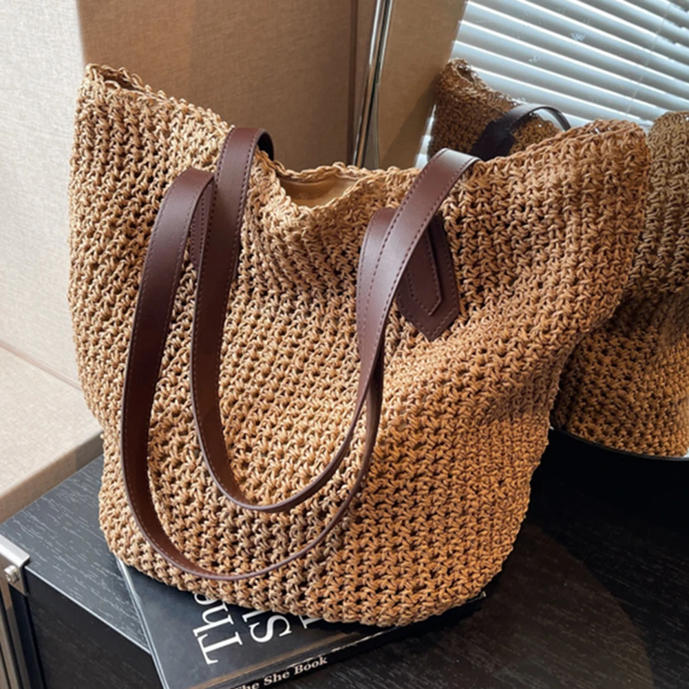 Women Shouder Bag Bohemian Straw Underarm Bag Summer Beach Woven Armpit Bag Large Casual Crochet Tote Bag Shopping Bags