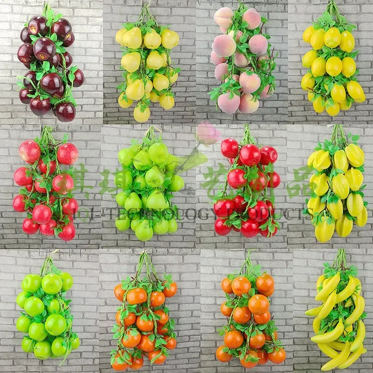 4 Köpfe Künstliche Früchte Birne Pfirsich Zitrone Apfel Orange Banane Trauben Heimdekoration Festliche & Partyzubehör Gefälschte Früchte Schnur