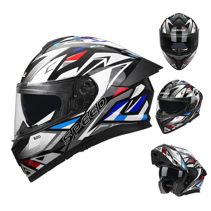 Aerodynamic Modular Helmet - Dual Lens (Built-in Sun Visor + Outer Shield)