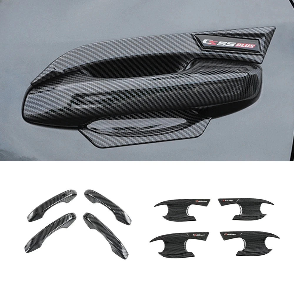 Good Quality NewFor Changan CS55 Plus 2 Gen Accessories 2022-2024 Carbon Chrome Car Side Door Knob Protector Door Handle Frame C