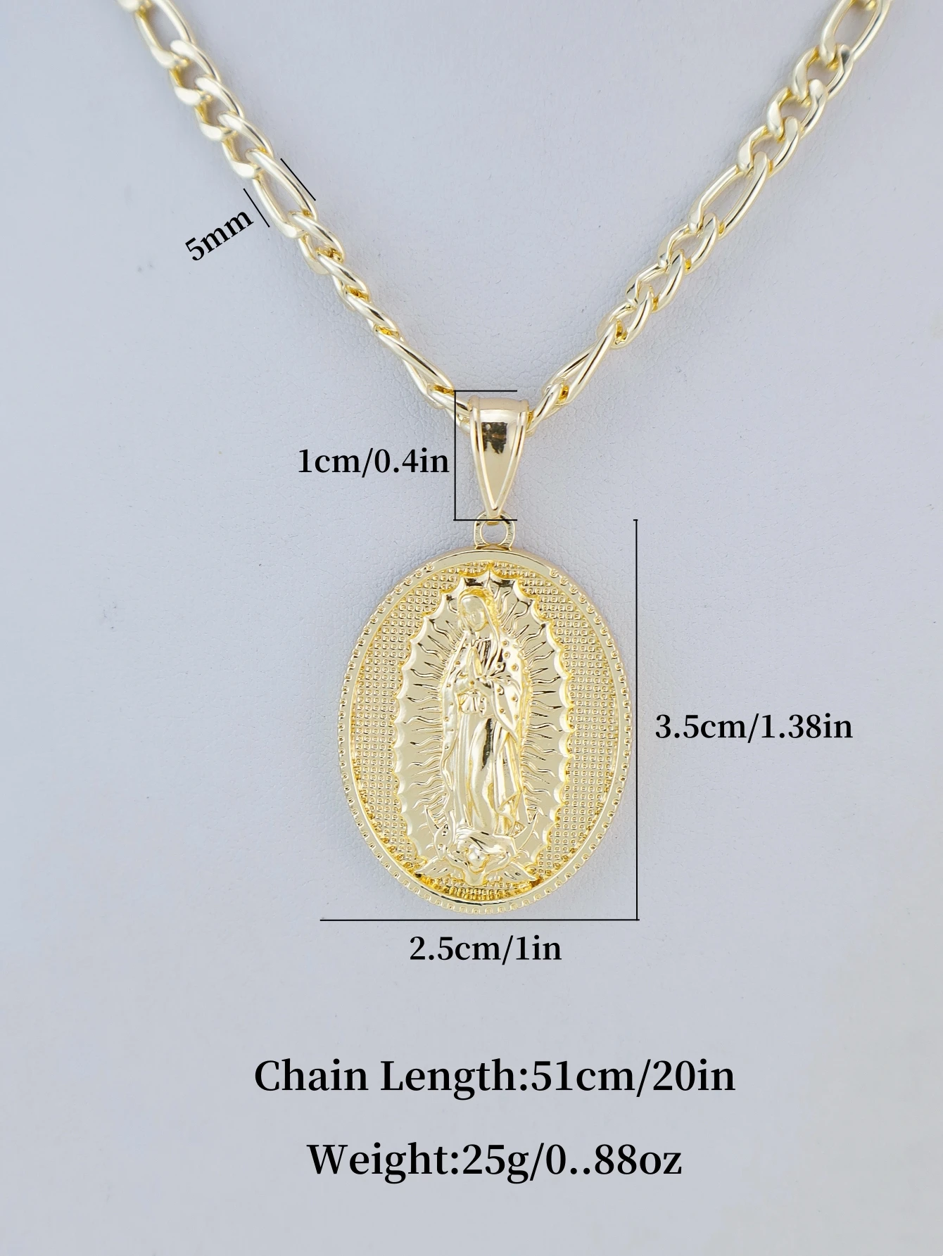 1 Piece 14k Gold Plated Virgin Mary Christ Pendant Necklace St. Jude Joseph Religious Jewelry