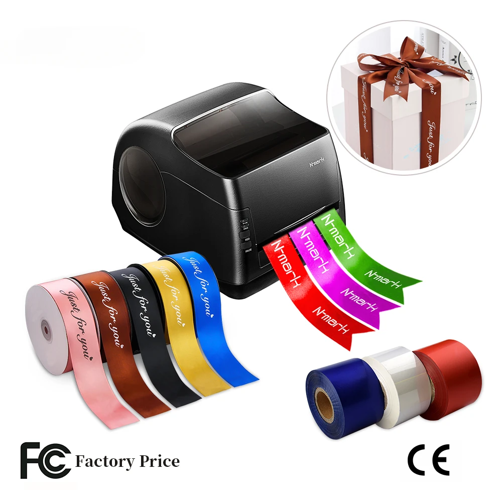 N-mark Digital ribbon printer,digital satin ribbon printing machine hot stamping foil printer