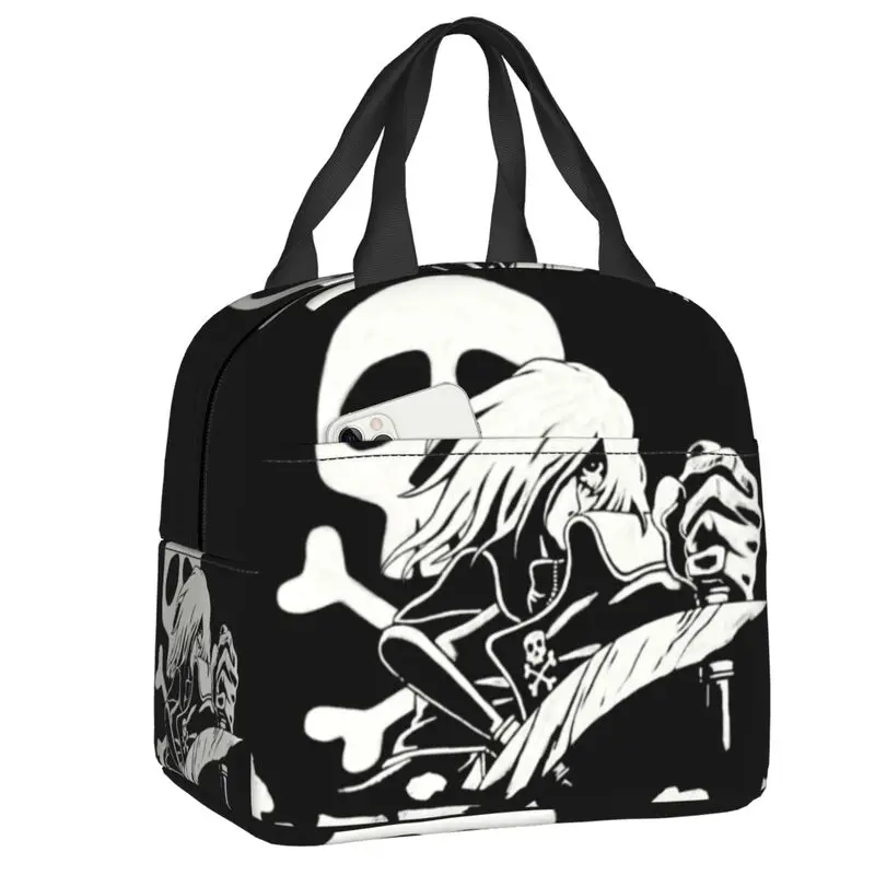 Espaço personalizado Pirata Capitão Harlock Lunch Bag Mulheres Japão Anime Manga Cooler Isolado Térmico Lunch Box para Adult Office