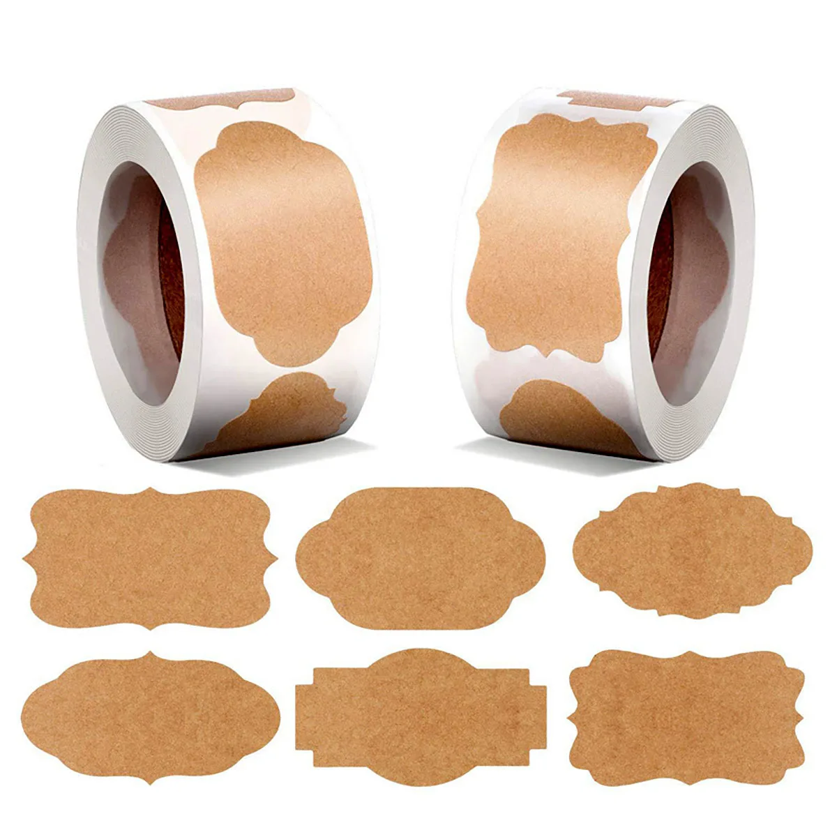 300pcs/roll Kraft Paper Stickers Blank Labels Handmade Gifts Tags Decoration Paper Spice Jar Label DIY Envelope Sealing Sticker