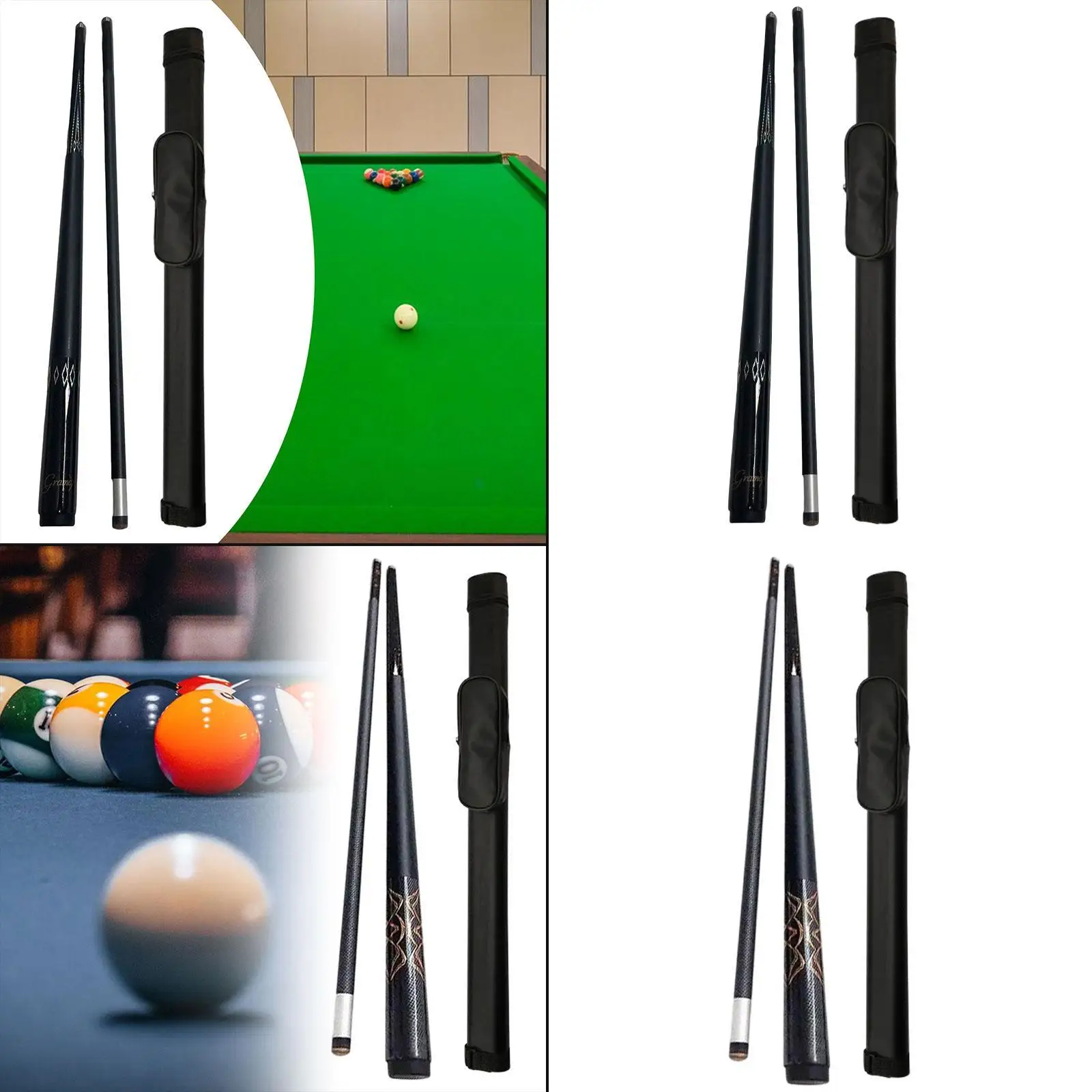

1/2 Split Pool Cue Practical Handmade Accessories Trendy with Storage Pouch for Travel Indoor Beginners Women Enthusiasts
