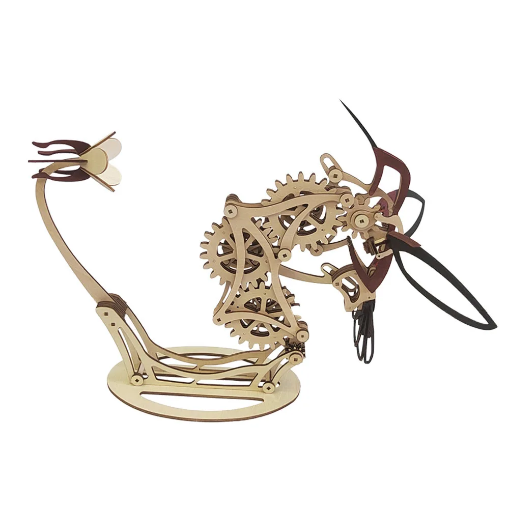 Creative 3D small ornaments mechanical hummingbird models hand assembled puzzles children's puzzle wooden crafts small ornaments