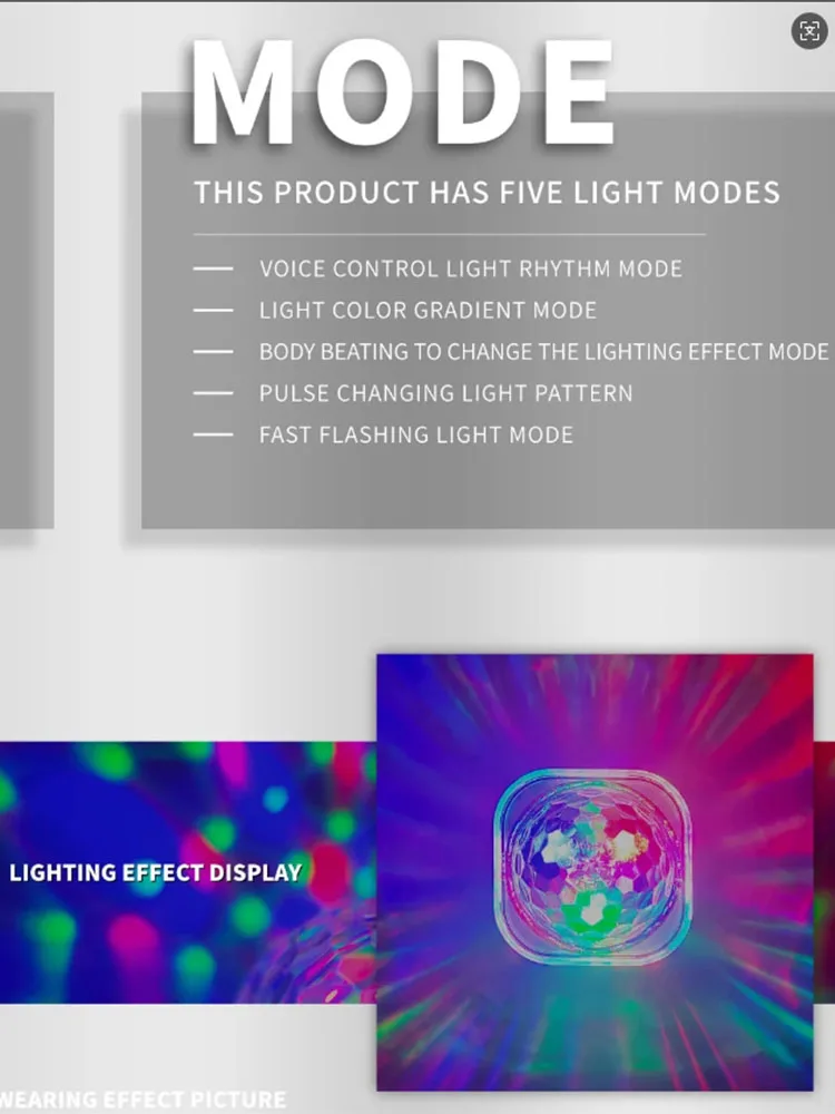 سمفور صغير RGB ضوء يمكن ارتداؤها ساعة ملونة التحكم في الصوت لعب الأطفال الإسقاط ديسكو أضواء للمسرح مصباح المحيطة لشريط KTV