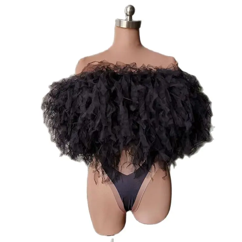 Discothèque Dj Ds Gogo danseur porter Sexy noir gaze body femmes scène pôle danse vêtements Rave tenue glisser reine Costumes XS5731