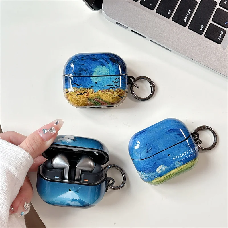Buds 3 Pro Case for Samsung Galaxy Buds 3 Cover Van Gogh Buds3 Pro Wheat Field for Samsung Buds3 Box Cute Earbuds Charging Funda