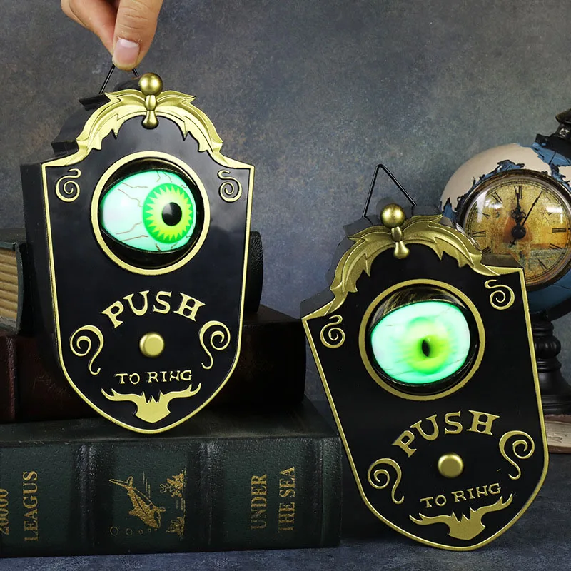 Luminous Eyes Doorbell Haunted Decorations Eyeball Doorbell Horror Props Creepy Eyes Doorbell with Sound Lights for Halloween