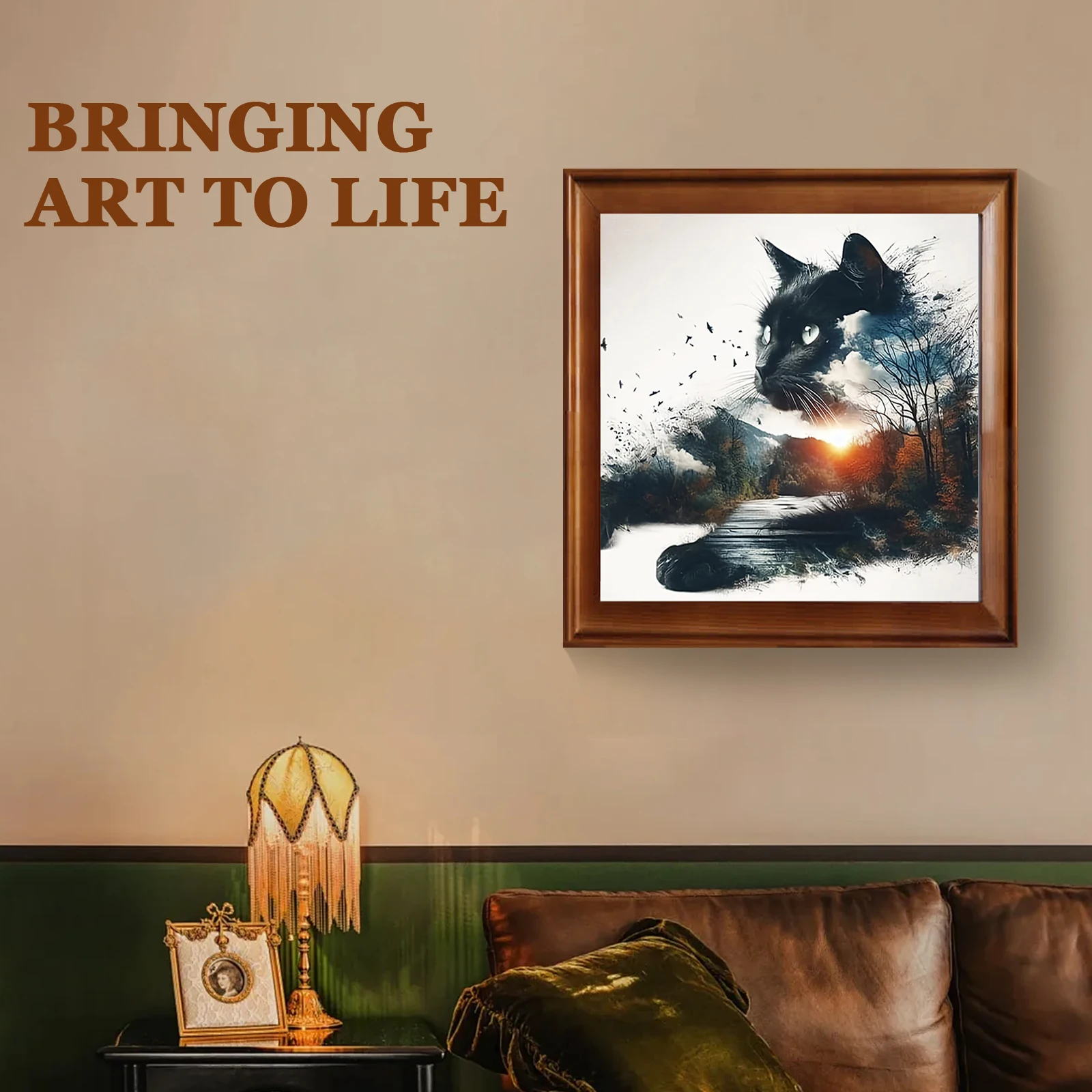 

Black Cat DIY Paint By Numbers Kit on Canvas 40x40cm Without Frame by Numbers for Adults Beginners Home Wall Art Decor