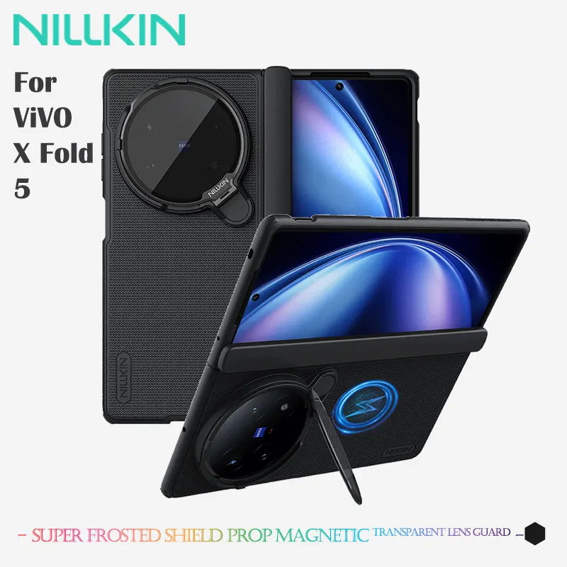 

Магнитный чехол для Vivo X Fold 5, матовый экран NILLKIN, подставка для объектива камеры, крышка шарнира, текстурированная точечная ручка, складная защита