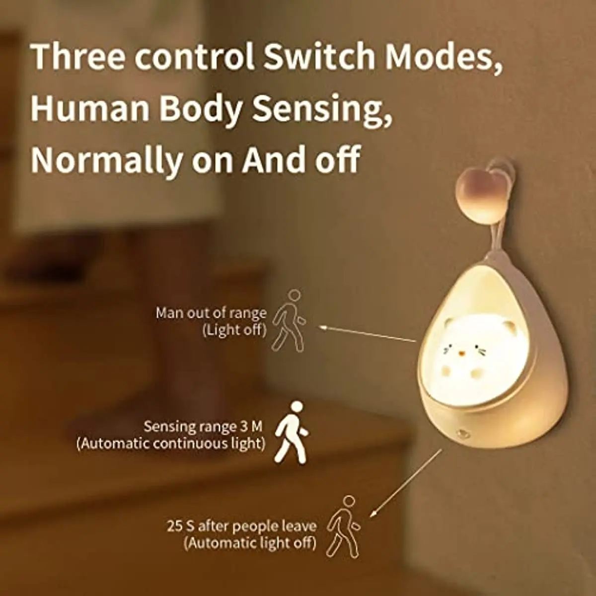 Creative Cute Rabbit Night Light Human Body Induction Intelligent Light Portable Personalized Hanging Light