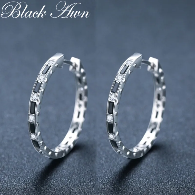 Black Awn 2024 New Square Circle Hoop Earrings For Women Shiny Cubic Zircon Earring Trend Party Jewelry Couple Gift  I268