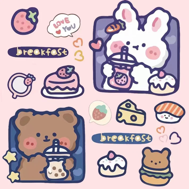 Cartoon Cute Little Bear Little Rabbit Electric Car Sticker Body Scratch Block Personalized Decoration Car Sticker Waterproof