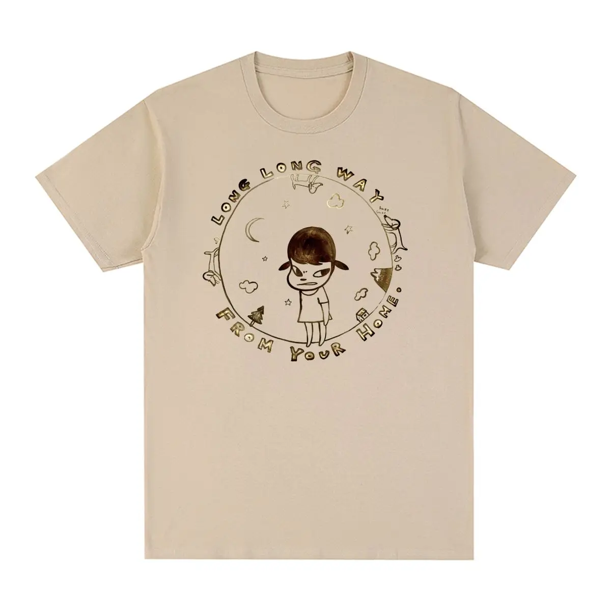 Yoshitomo Nara Long Way From Your Home Vintage T-shirt Cotton Men T shirt New Tee Tshirt Womens Tops