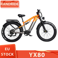 RANDRIDE YX80 Electric Bike 1500W Brushless Motor 48V 20Ah Battery 26x4.0 inch Fat Tire E-Bike 50km/h Max Speed 124km Max Range