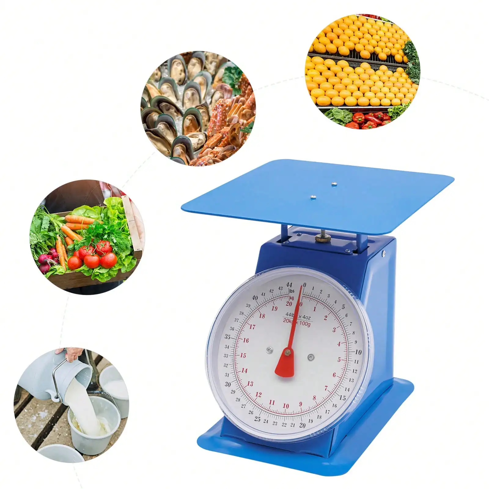 

20kg/44lbs Mechanical Kitchen Weighing Food Scale Modern Iron Analog Kitchen Scale Blue Analog Food Scale