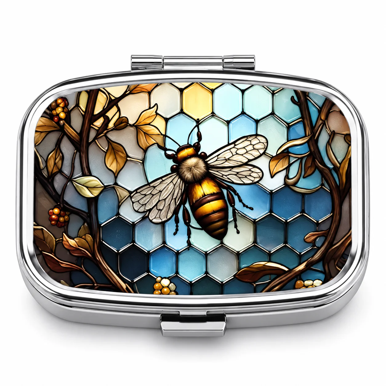 Travel Pill Case Bee Pattern Metal Medicine Box Jewelry Organizer Portable Small Tablet Container Household Holder Storage Box